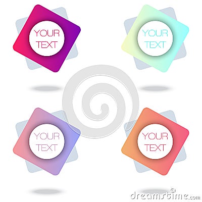 Your text here. Set Minimal Pattern. Abstract Poster. Colorful Geometric Background. 3d Fluid Banner. Vector Illustration