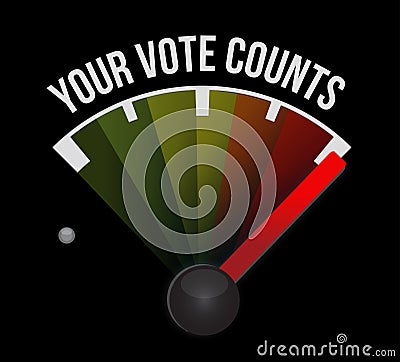 Your vote counts speedometer message concept Cartoon Illustration