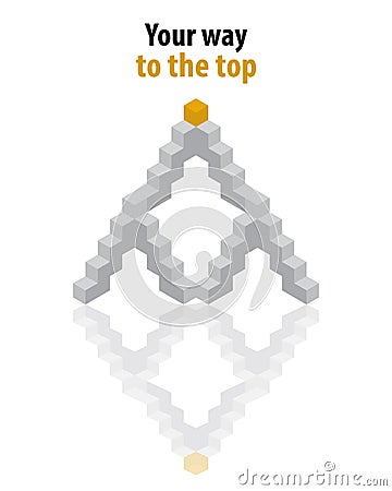 Your way to the top. Stairs, step out of the grey, orange blocks th Vector Illustration