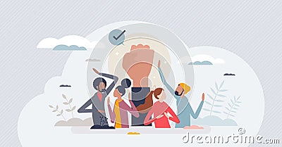 Youth empowerment and activism movement encouragement tiny person concept Vector Illustration