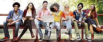 Youth Friends Friendship Technology Together Concept Stock Photo