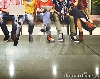 Youth Friends Friendship Technology Together Concept Stock Photo