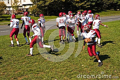 Youth League Football Practice Stock Photo