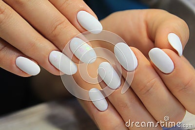 Youth manicure design best nails, gel varnish Stock Photo