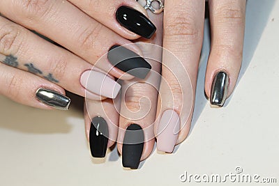 Youth manicure design, color coffee and black Stock Photo