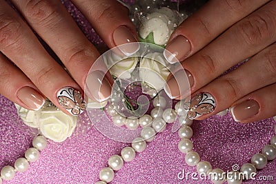 Youth manicure design nail Stock Photo