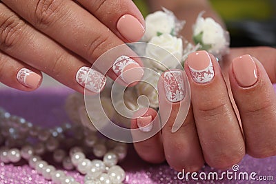 Youth nail design in pastel shades Stock Photo