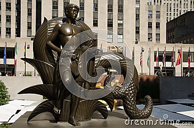 Youth and Prometheus at Rockefeller Plaza, New York City Editorial Stock Photo