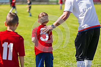 Youth Soccer Substitution. Junior Soccer Football Team Change. C Editorial Stock Photo