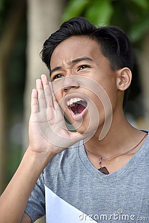 Youthful Filipino Boy Singing Stock Photo