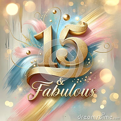 Youthful Splendor in 15th Anniversary Art Stock Photo