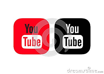 Youtube colored and black & white. Editorial Stock Photo