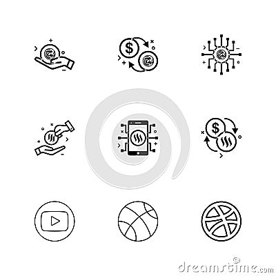 youtube, dribble , basketball , Nexus , nxs , crypto , currency Vector Illustration