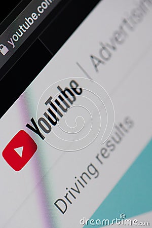 Youtube driving results on laptop screen Editorial Stock Photo
