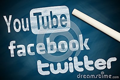 Youtube facebook twitter Editorial Stock Photo