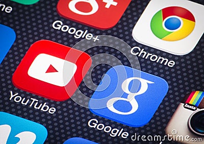 Youtube google icons Editorial Stock Photo