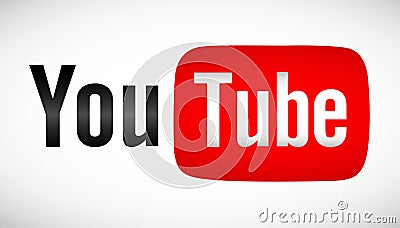 YouTube logo icon text on white background Editorial Stock Photo