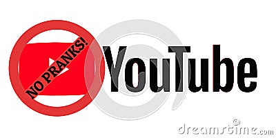 Youtube logo with no prank sign over red TV symbol Editorial Stock Photo