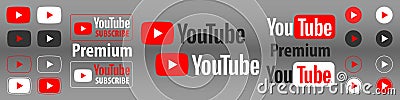 YouTube logo. A quality social network element for your design. A button for a website or application.Download from YouTube. Vector Illustration
