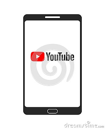 YouTube logo on screen. Social media and video sharing icon on tablet screen. Vector Illustration