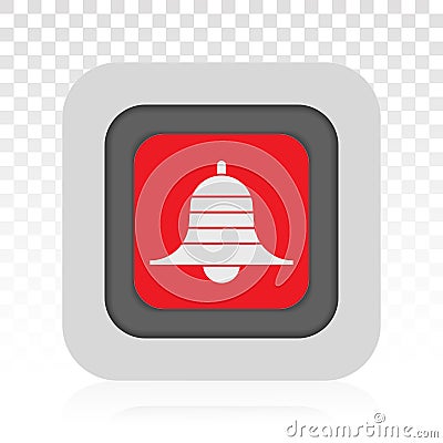 Youtube message notification bell flat icon for apps or websites Vector Illustration