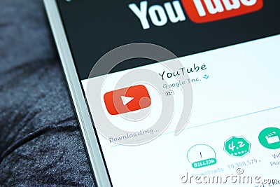 Youtube mobile app Editorial Stock Photo