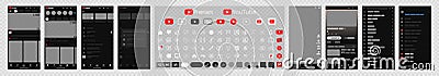 YouTube. YouTube photo frame Stories, videos, liked stream. Editorial vector Vector Illustration