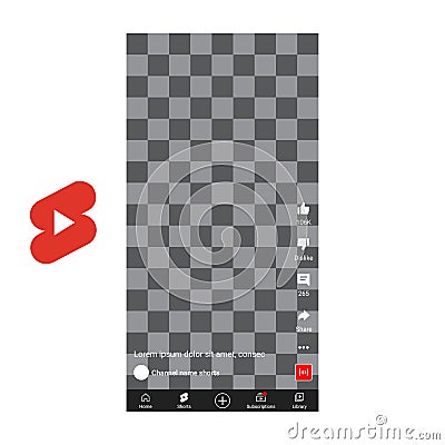 Youtube shorts mockup phone ui screen display background Vector Illustration