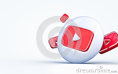 Youtube sign realistic 3d rendering iconic background Editorial Stock Photo