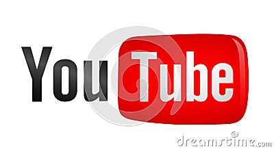 Youtube text with logo icon for web internet Simple isolated red YouTube logo icon Editorial Stock Photo