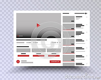 Youtube . Vector browser window with video player web site mock up . User Comments. Media Player template . Video player Vector Illustration