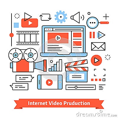 Youtuber video production studio Vector Illustration