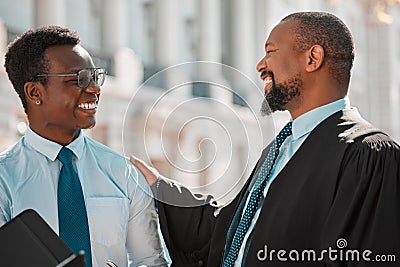 Youve always got my support. two lawyers talking in the city. Stock Photo