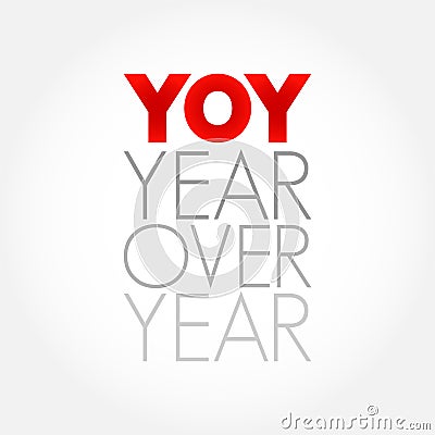 YOY - Year Over Year is a method of evaluating two or more measured events to compare the results, acronym text concept background Stock Photo