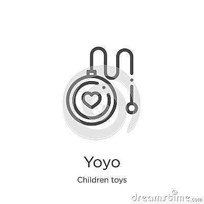 yoyo icon vector from children toys collection. Thin line yoyo outline icon vector illustration. Outline, thin line yoyo icon for Vector Illustration
