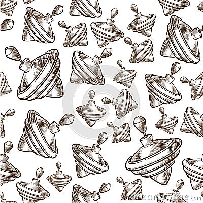 Yoyo toy, game for children monochrome seamless pattern Vector Illustration