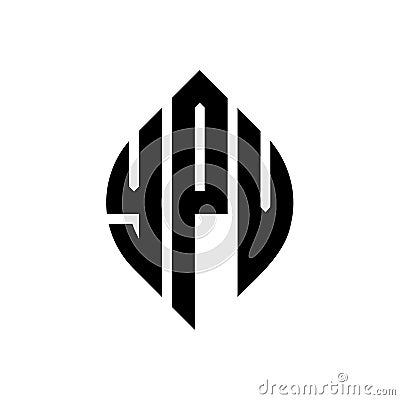 YPU circle letter logo design with circle and ellipse shape. YPU ellipse letters with typographic style. The three initials form a Vector Illustration