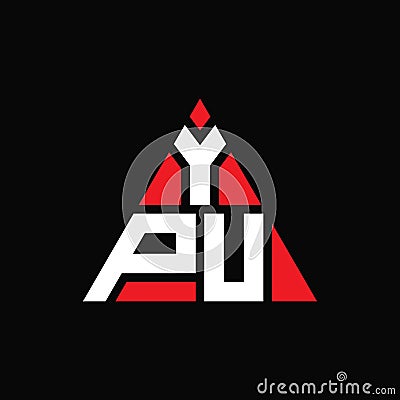 YPU triangle letter logo design with triangle shape. YPU triangle logo design monogram. YPU triangle vector logo template with red Vector Illustration