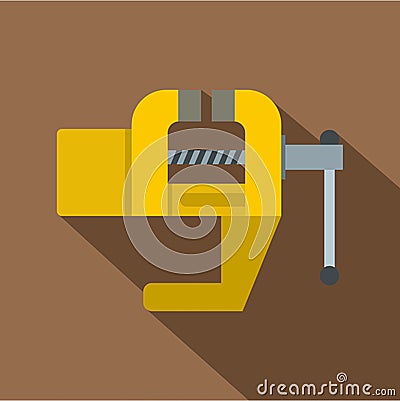 Yrllow vise tool icon, flat style Vector Illustration