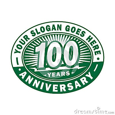 100 years anniversary celebration. 100th anniversary logo design. One hundred years logo. Vector Illustration