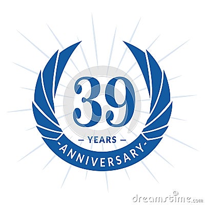 39 years anniversary design template. Elegant anniversary logo design. Thirty-nine years logo. Vector Illustration