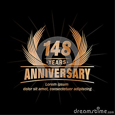 148 years anniversary. Elegant anniversary design. 148th years logo. Vector Illustration