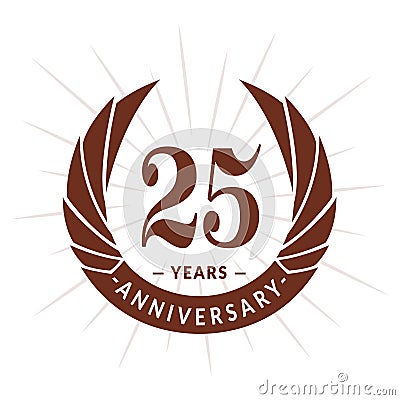 25 years anniversary design template. Elegant anniversary logo design. Twenty-five years logo. Vector Illustration