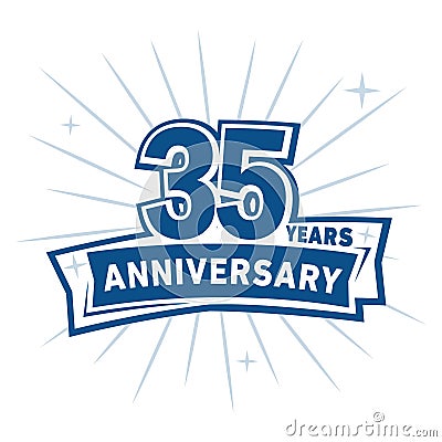 35 years celebrating anniversary design template. 35th anniversary logo. Vector and illustration. Vector Illustration