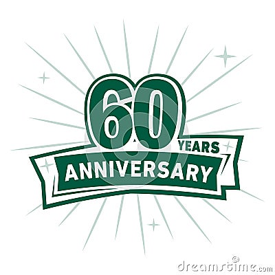 60 years celebrating anniversary design template. 60th anniversary logo. Vector and illustration. Vector Illustration