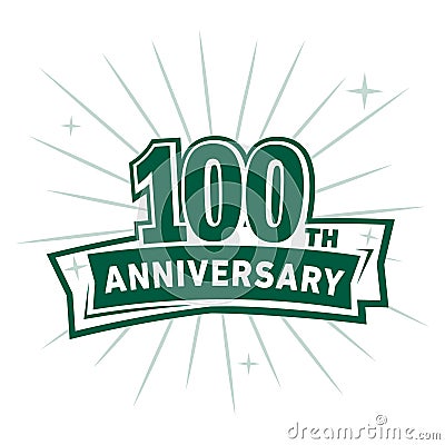 100 years celebrating anniversary design template. 100th anniversary logo. Vector and illustration. Vector Illustration