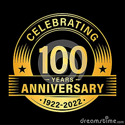 100 years anniversary celebration design template. 100th logo vector illustrations. Vector Illustration