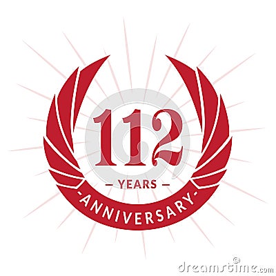 112 years anniversary design template. Elegant anniversary logo design. 112 years logo. Vector Illustration