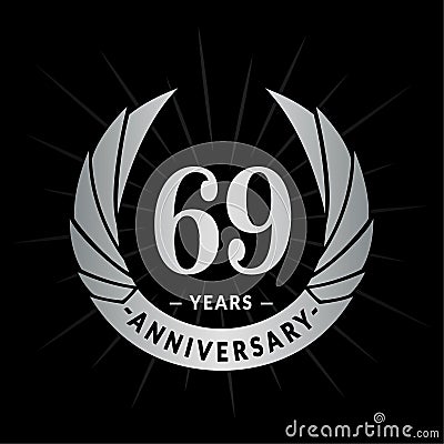 69 years anniversary design template. Elegant anniversary logo design. Sixty-nine years logo. Vector Illustration