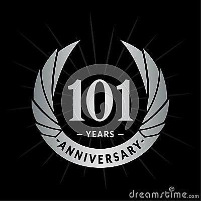 101 years anniversary design template. Elegant anniversary logo design. 101 years logo. Vector Illustration